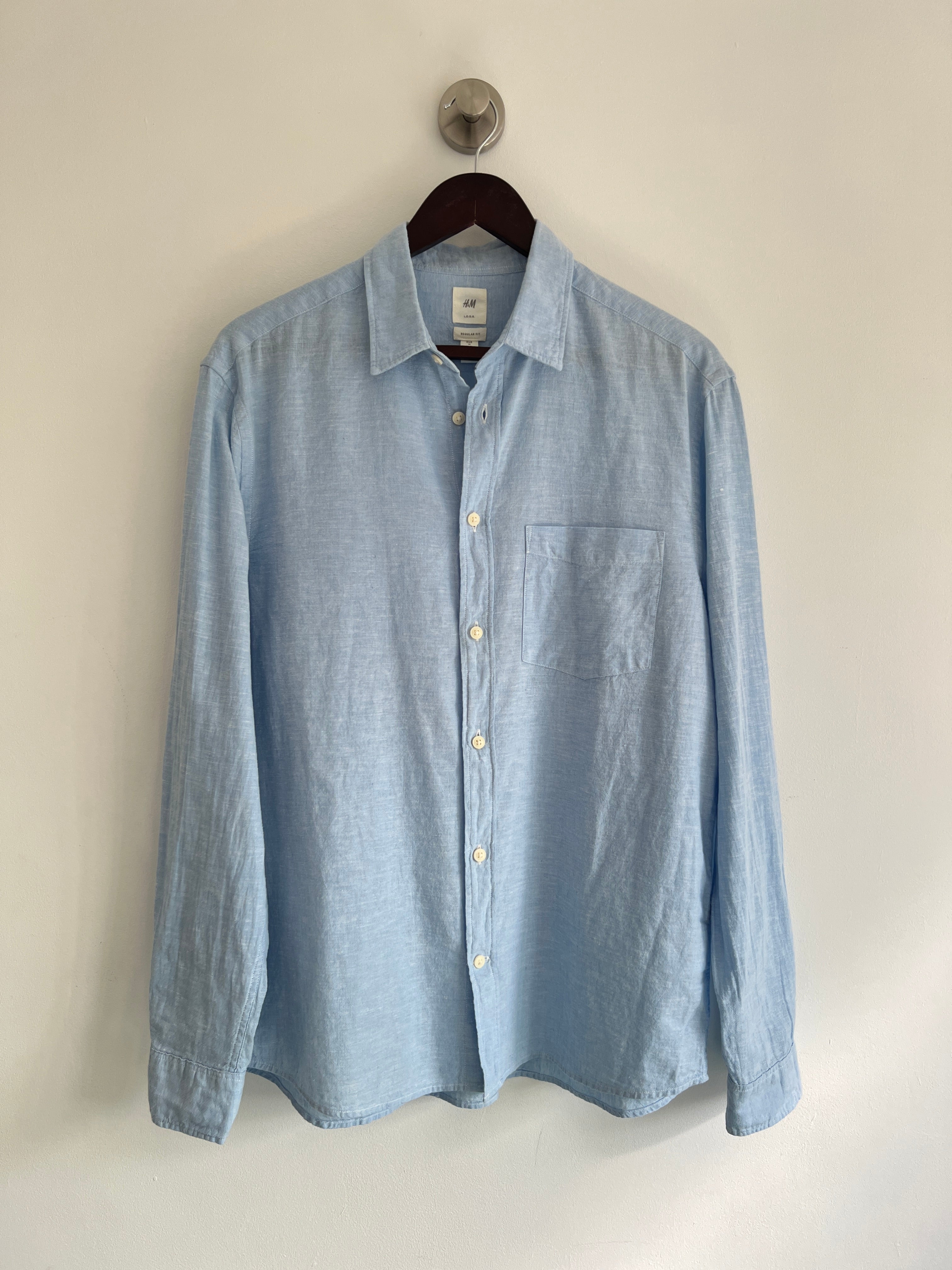 H&M Light Blue Linen Blend Summer Shirt