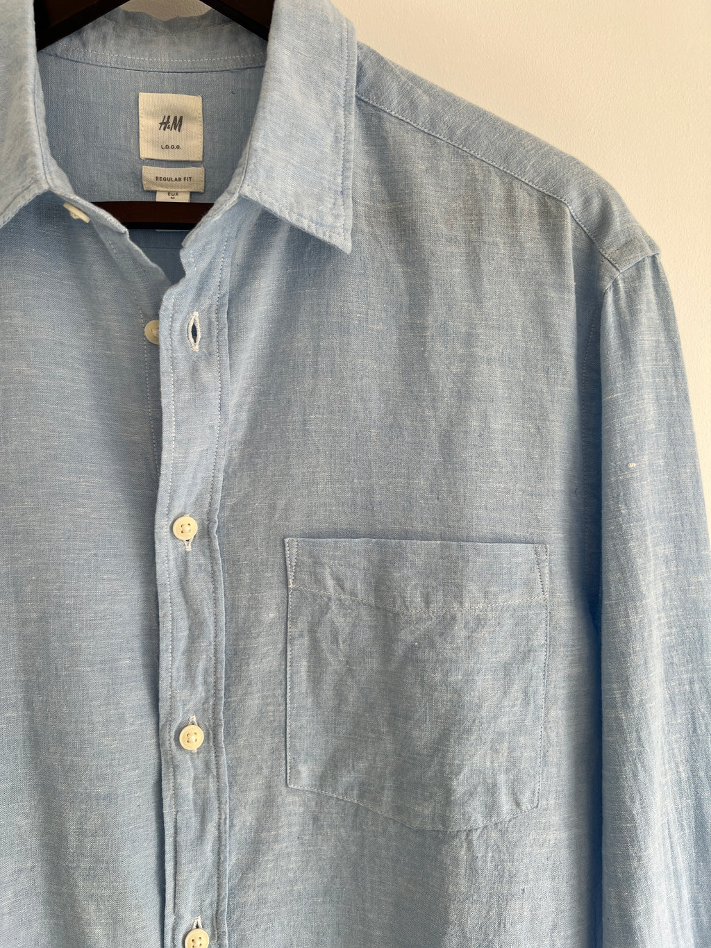 H&M Light Blue Linen Blend Summer Shirt