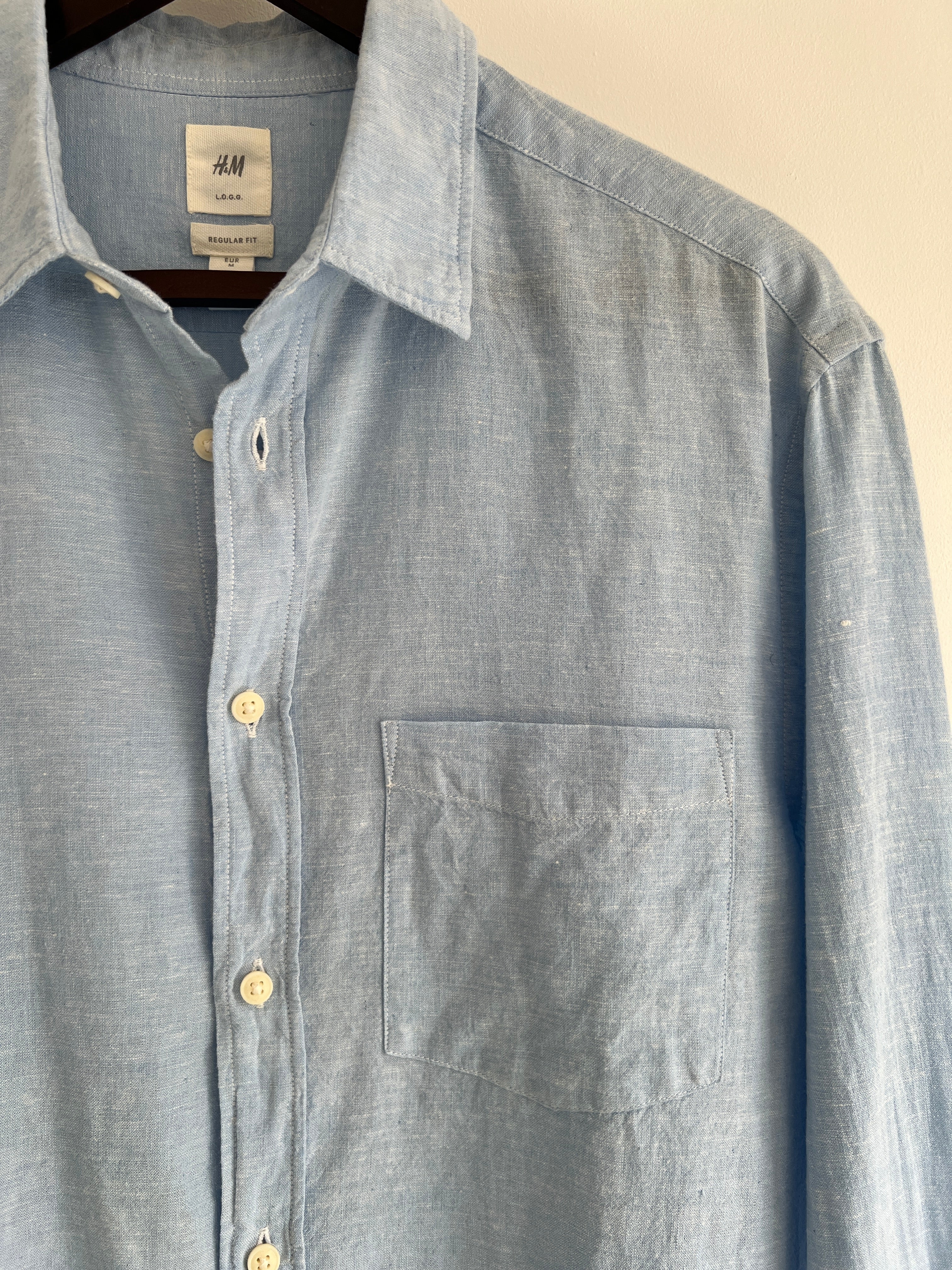 H&M Light Blue Linen Blend Summer Shirt