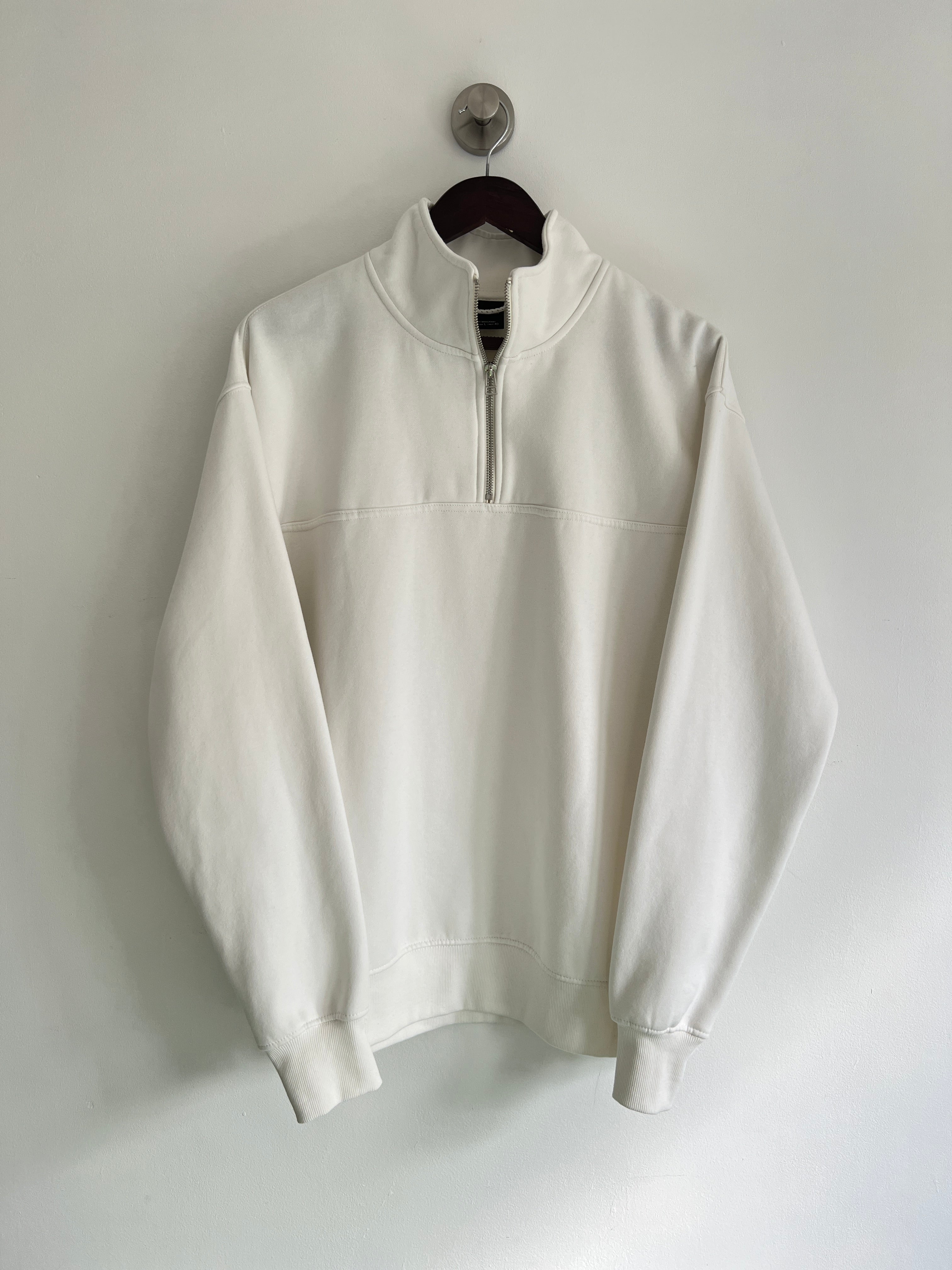 Pull&Bear White Quarter Zip Jumper