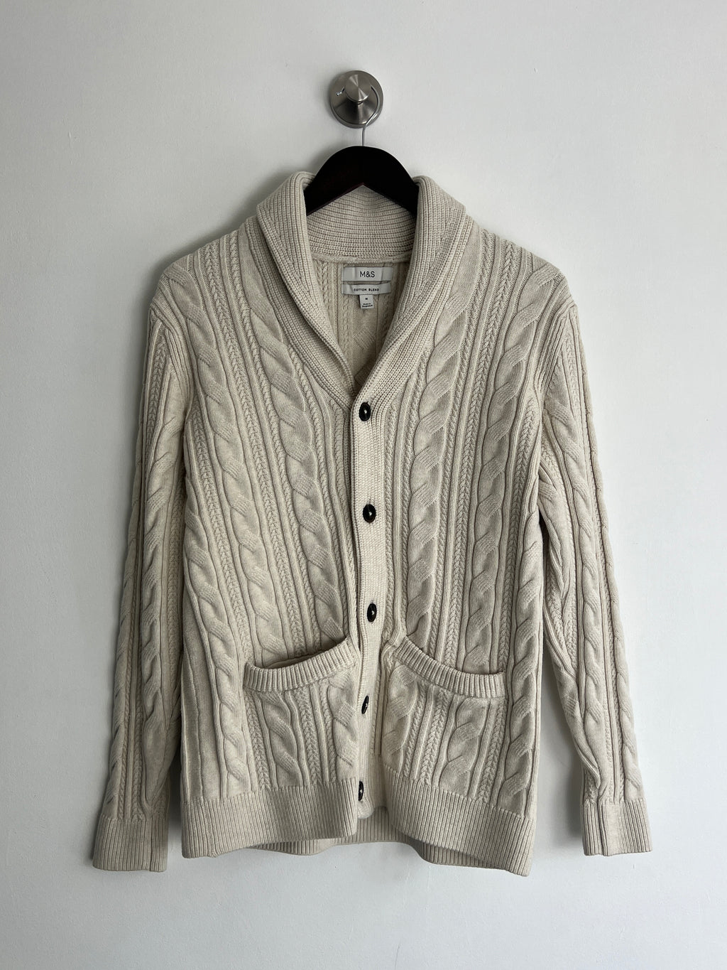 M&S Oatmeal Cable Cardigan