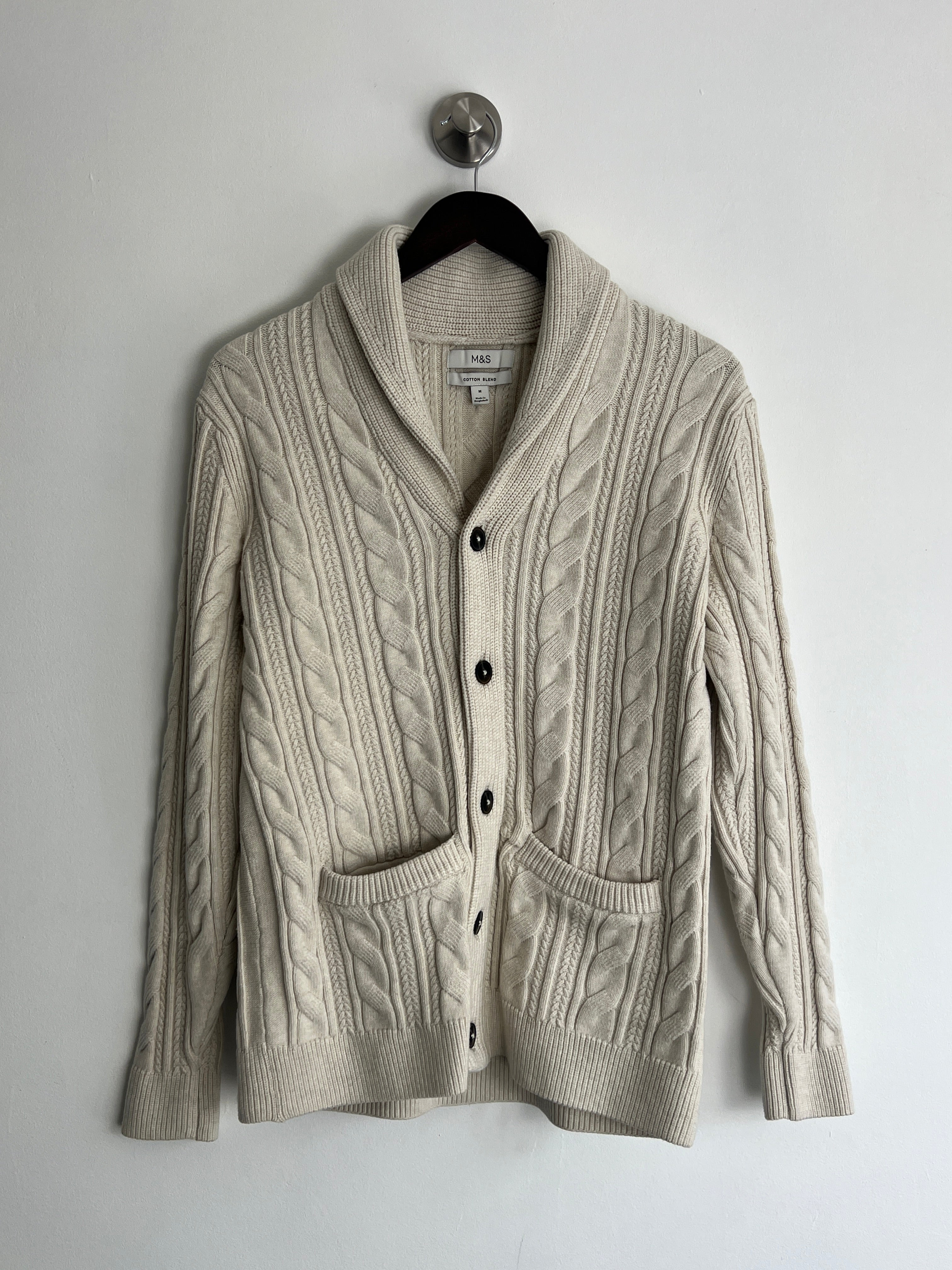 M&S Oatmeal Cable Cardigan
