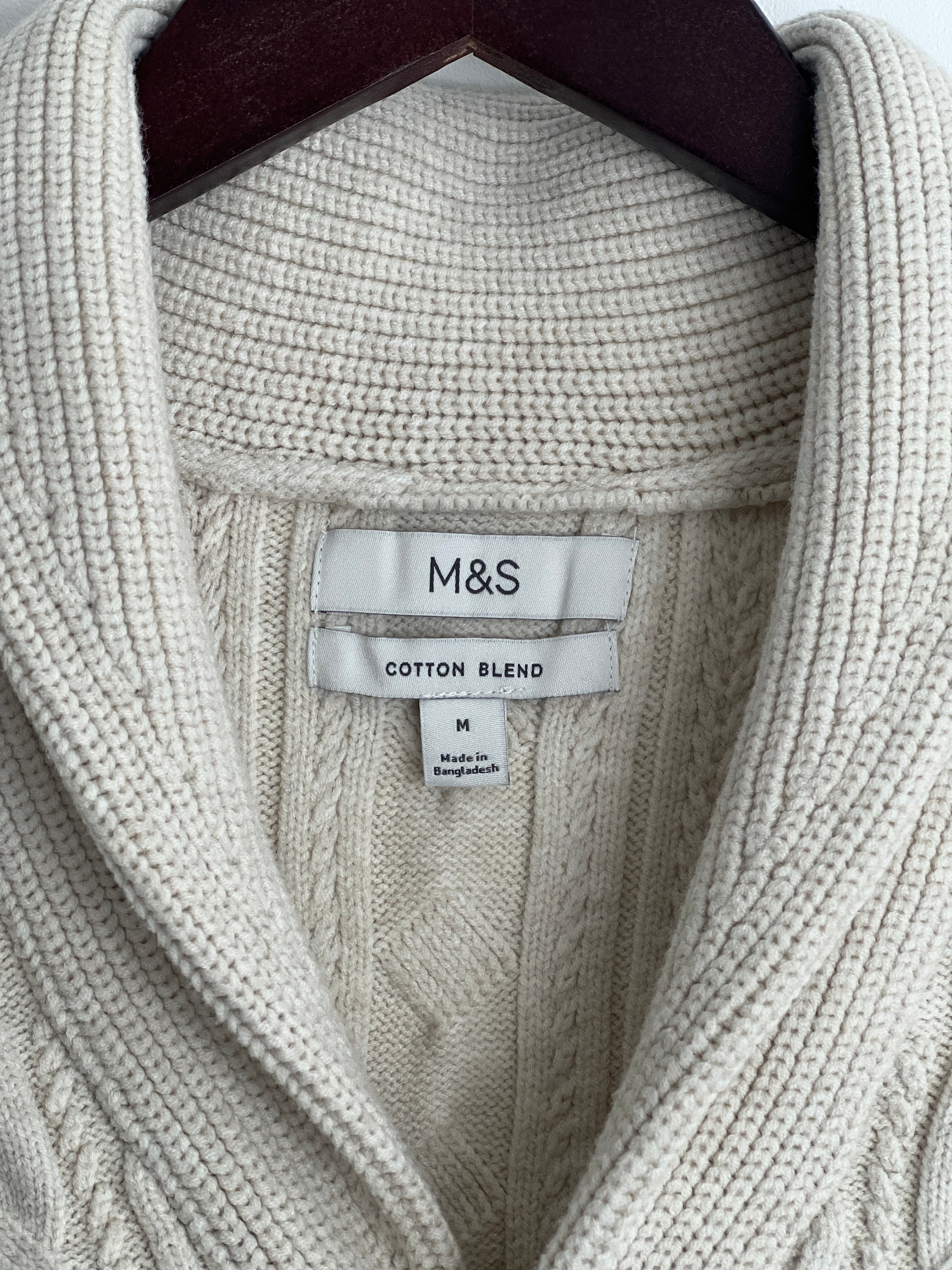 M&S Oatmeal Cable Cardigan