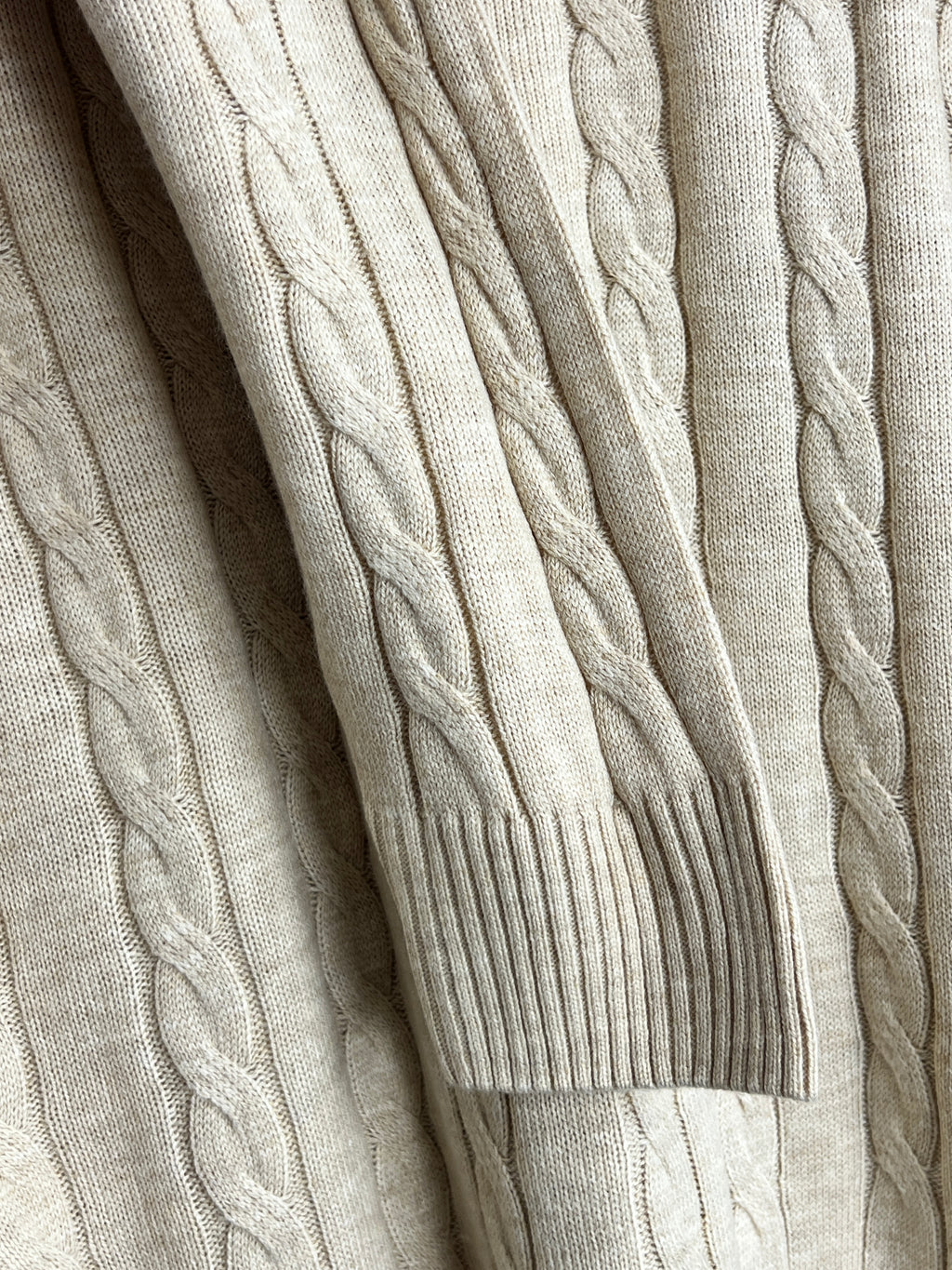 Cotton Traders Beige Cable Knit Jumper