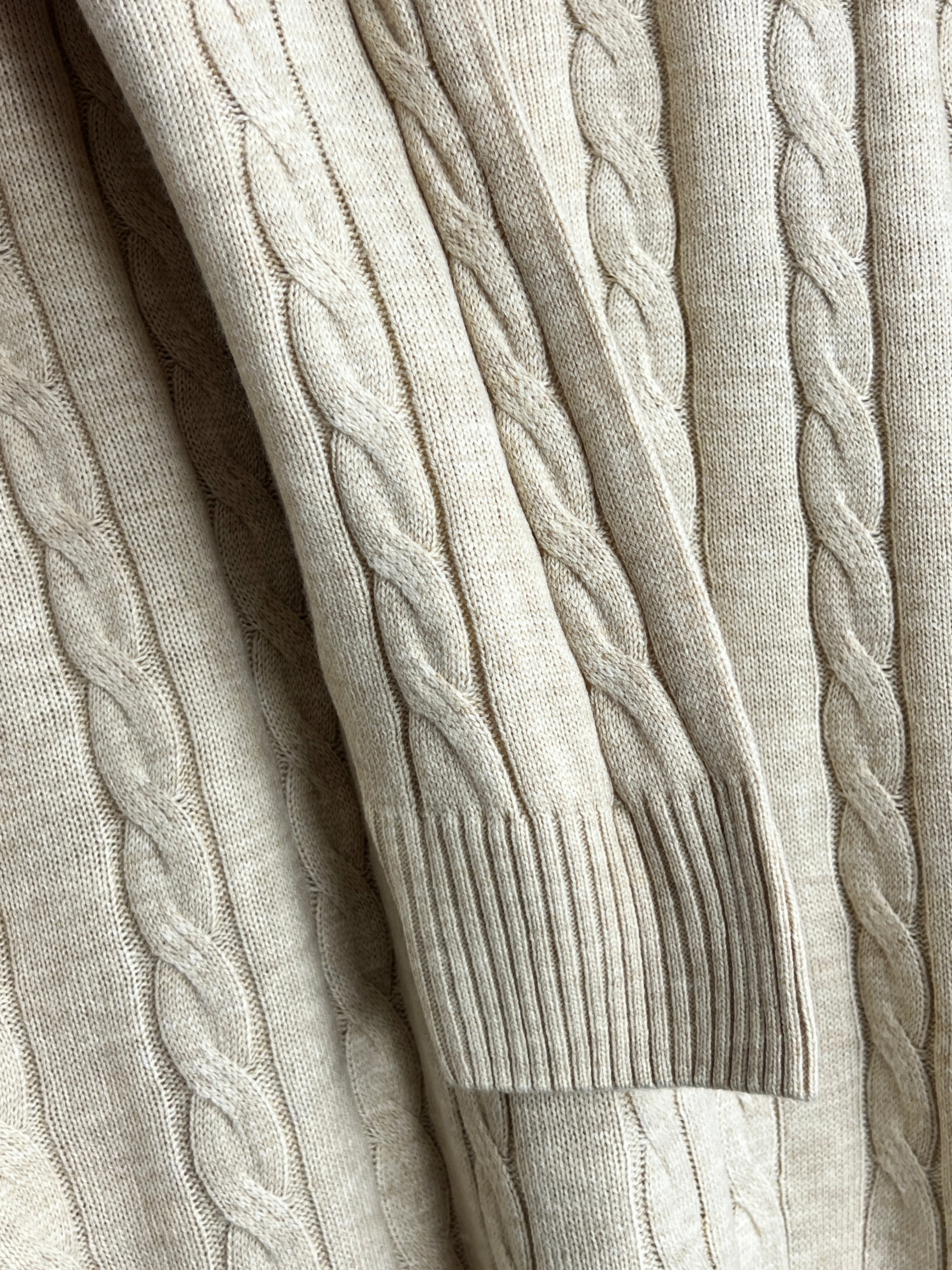 Cotton Traders Beige Cable Knit Jumper