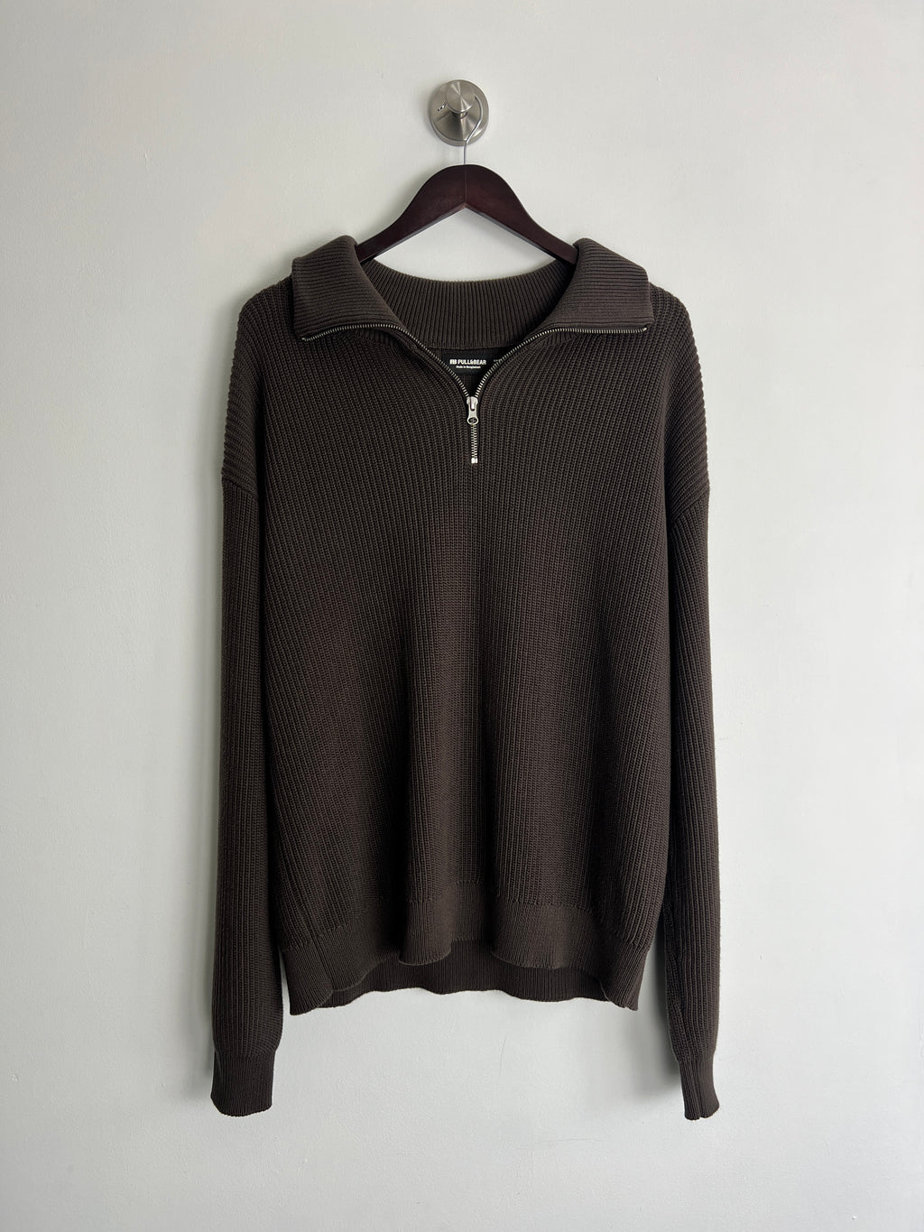 Pull&Bear Brown Quarter Zip Jumper