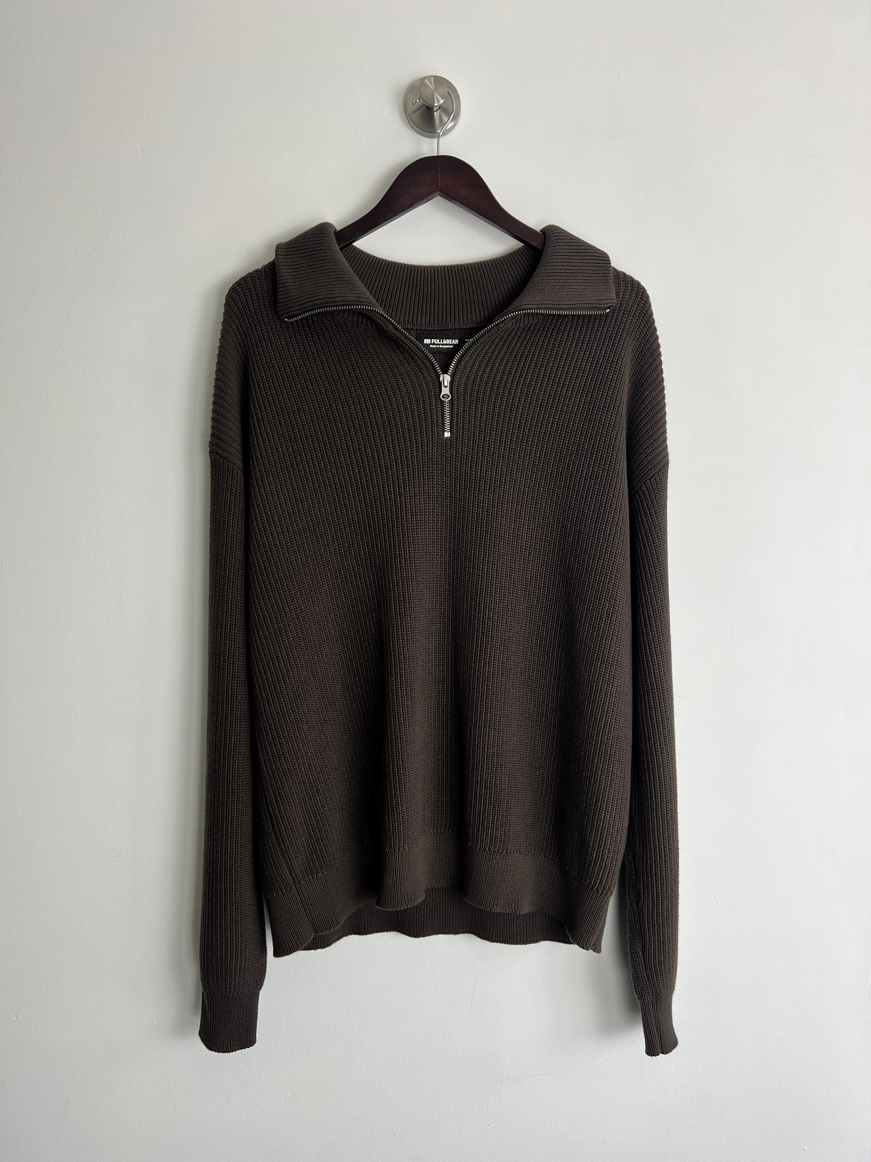 Pull&Bear Brown Quarter Zip Jumper