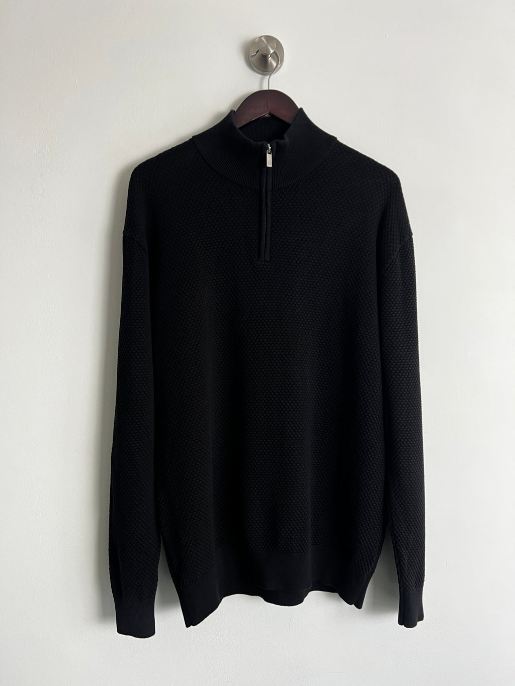 Next Black Textured Quarter Zip