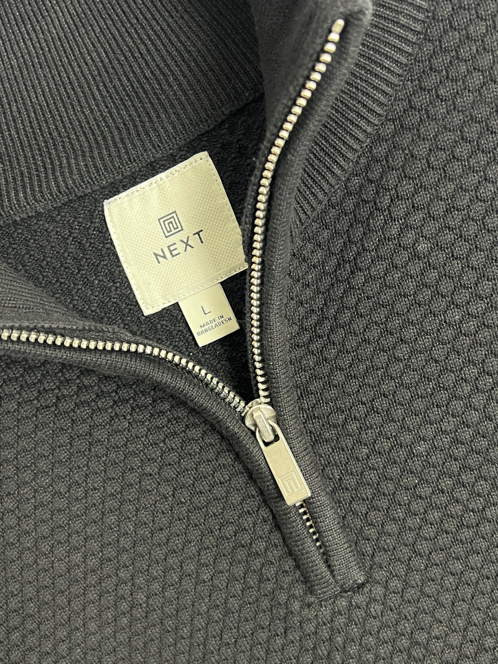 Next Black Textured Quarter Zip