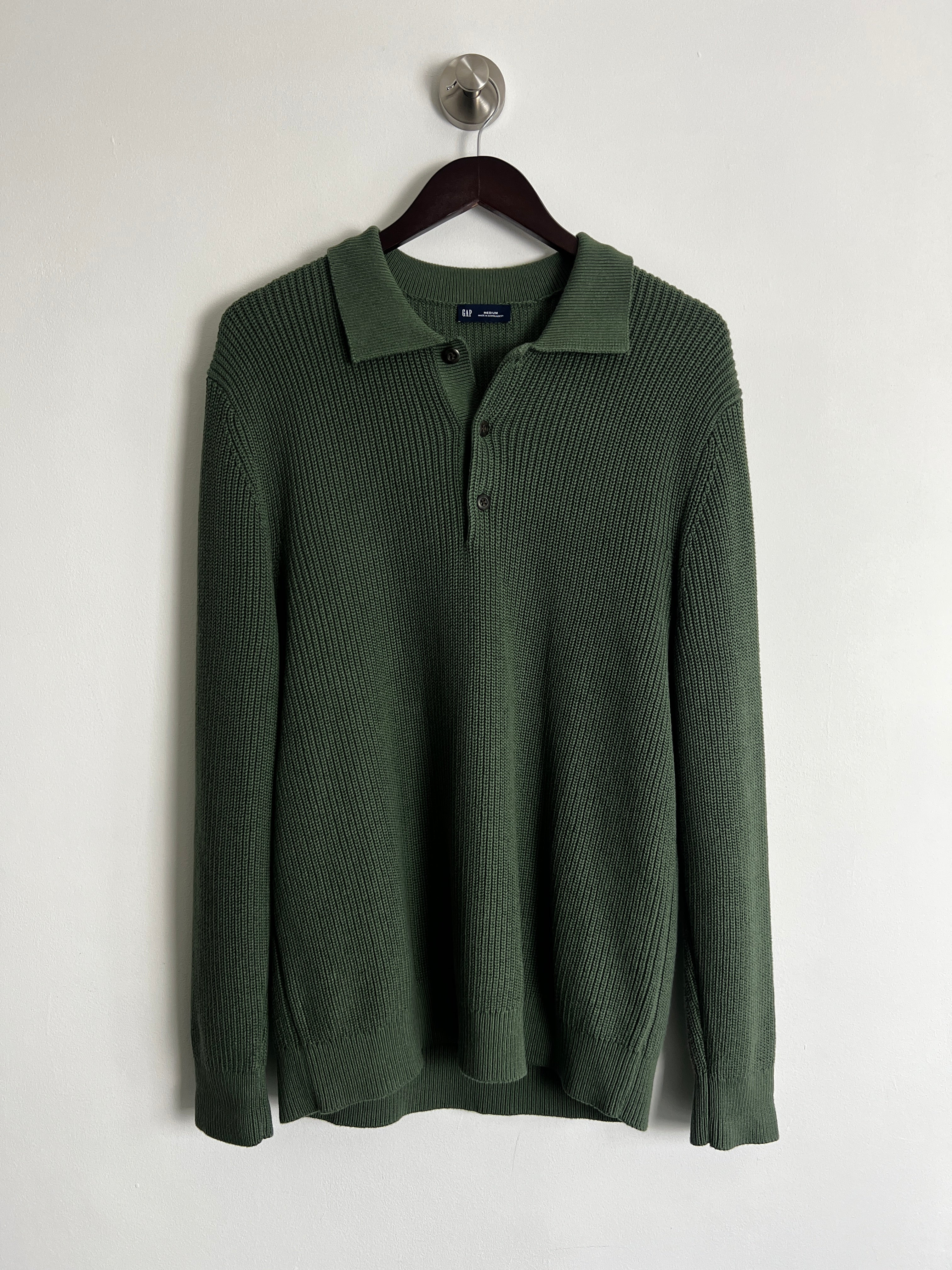 GAP Forest Green Button Neck Jumper