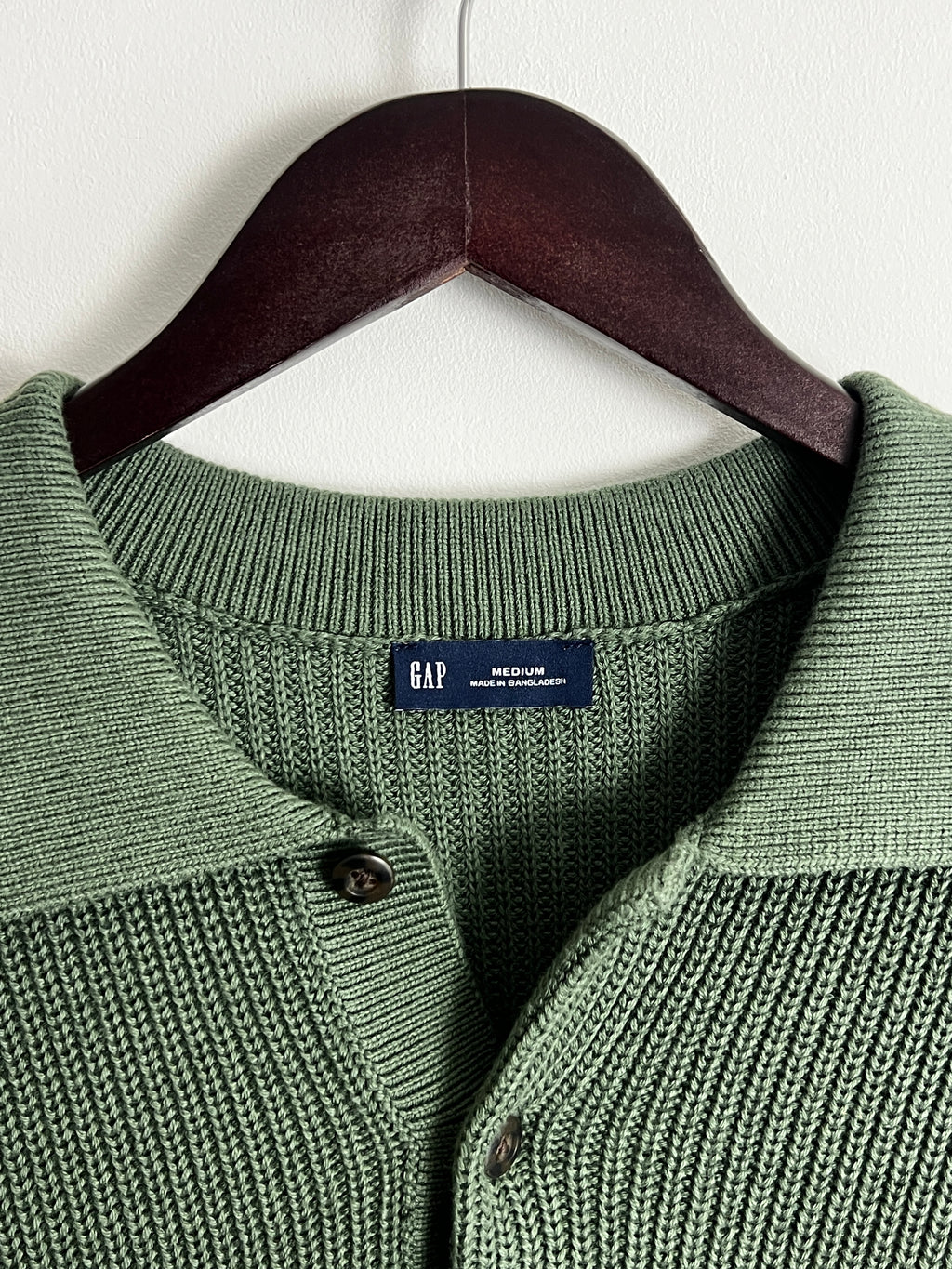 GAP Forest Green Button Neck Jumper