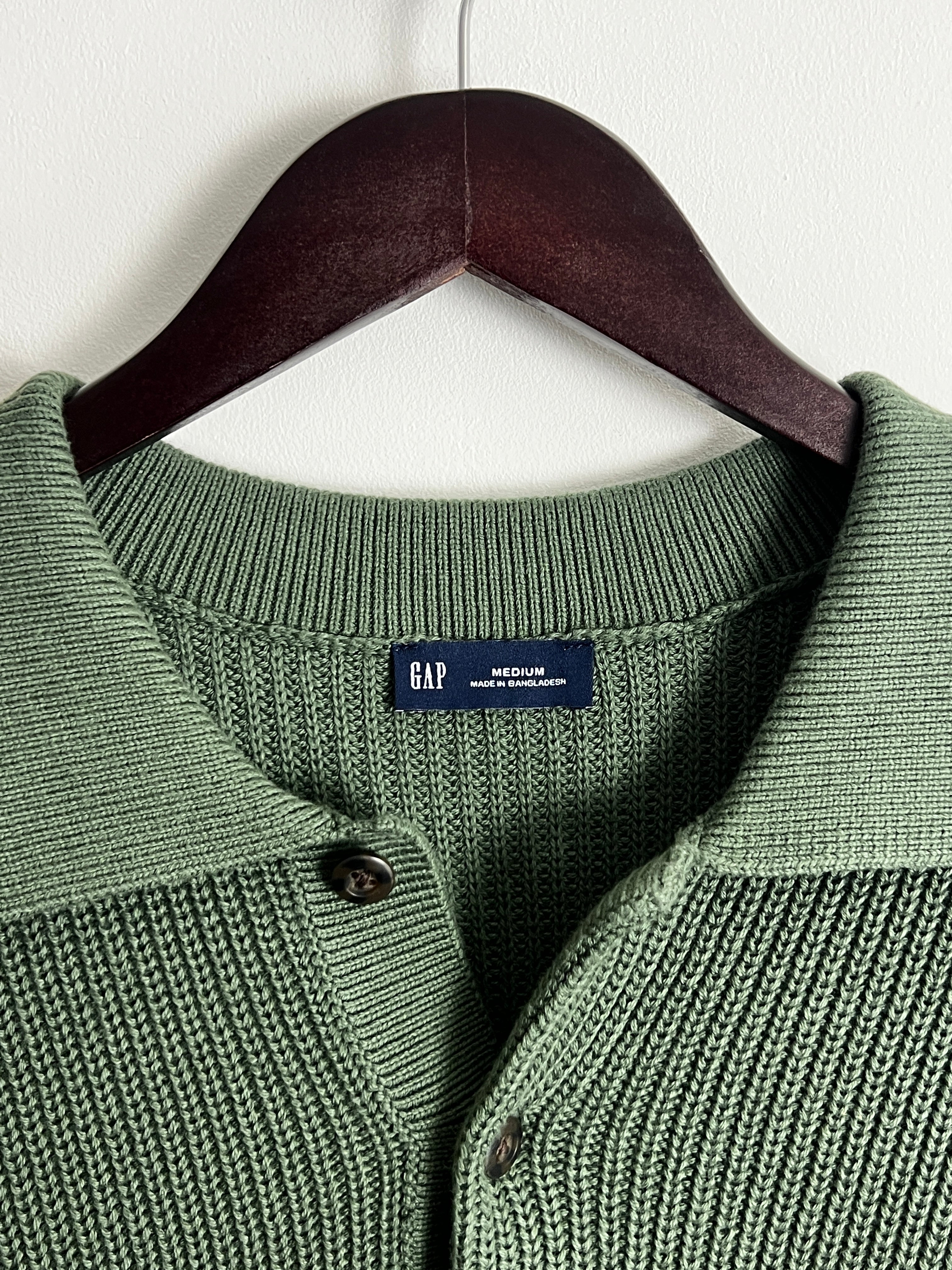 GAP Forest Green Button Neck Jumper