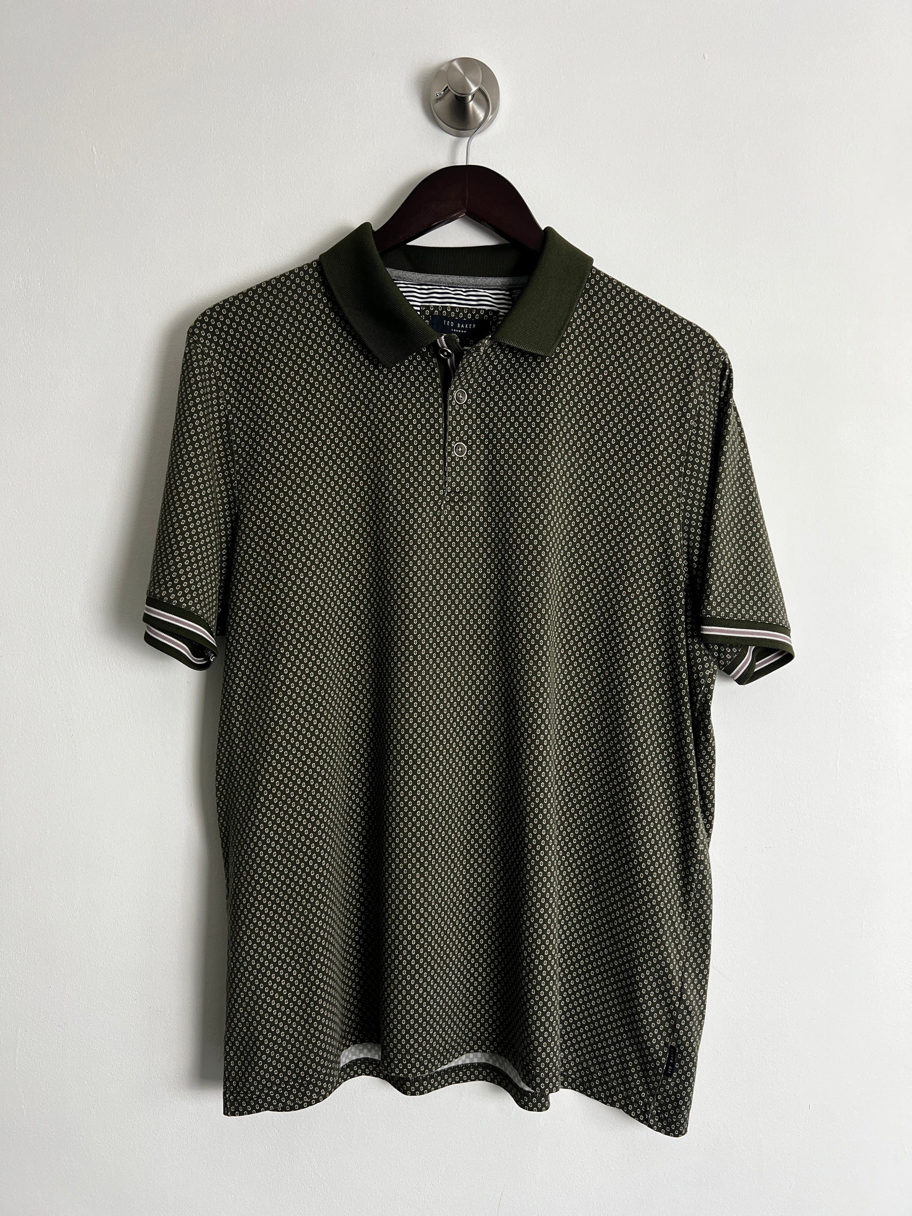 Ted Baker Khaki Patterned Polo Shirt