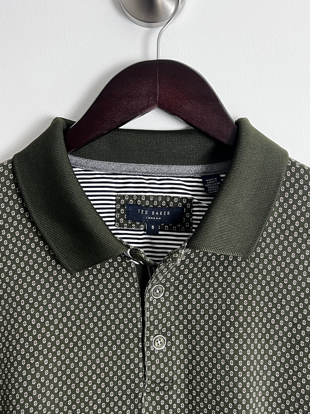 Ted Baker Khaki Patterned Polo Shirt
