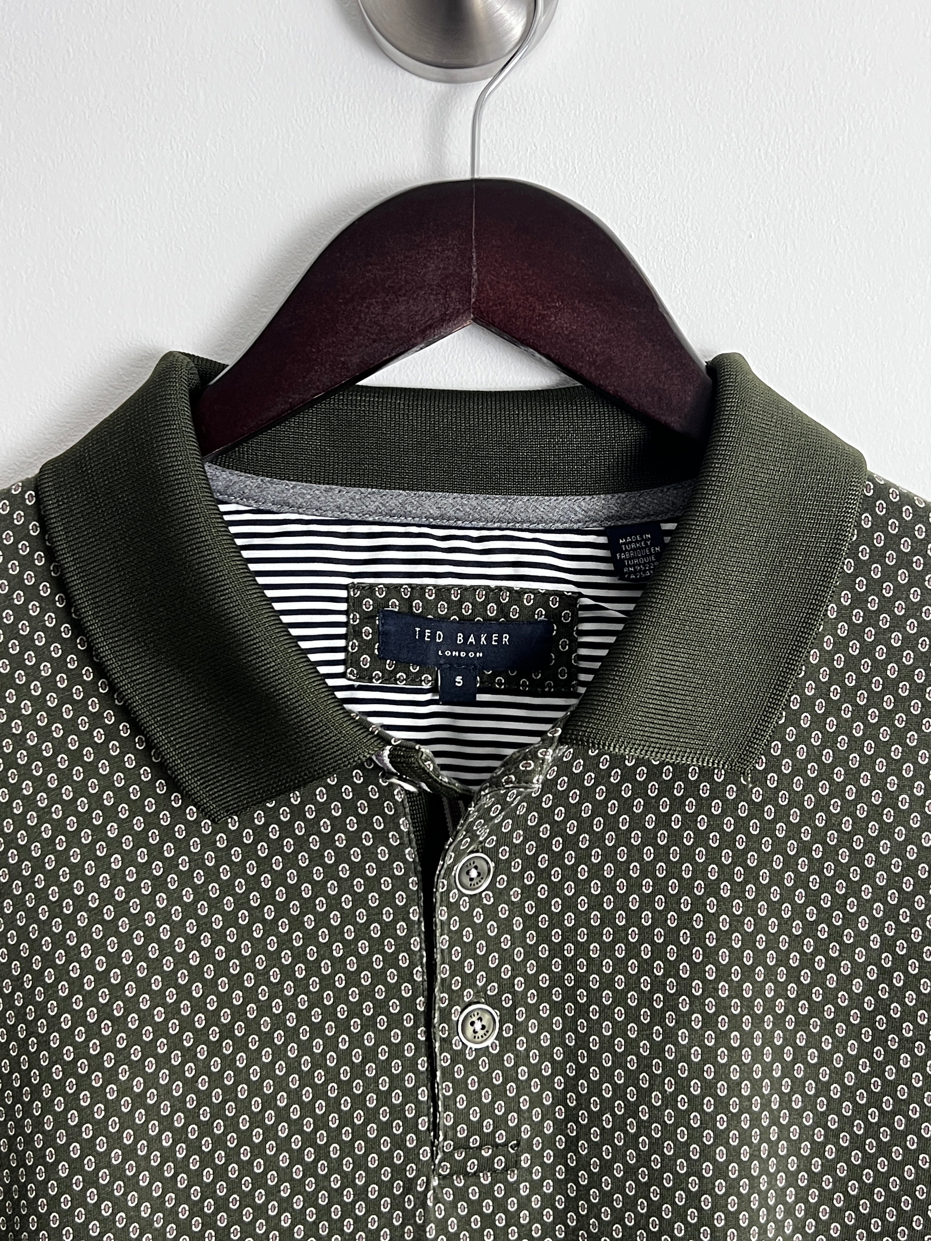 Ted Baker Khaki Patterned Polo Shirt