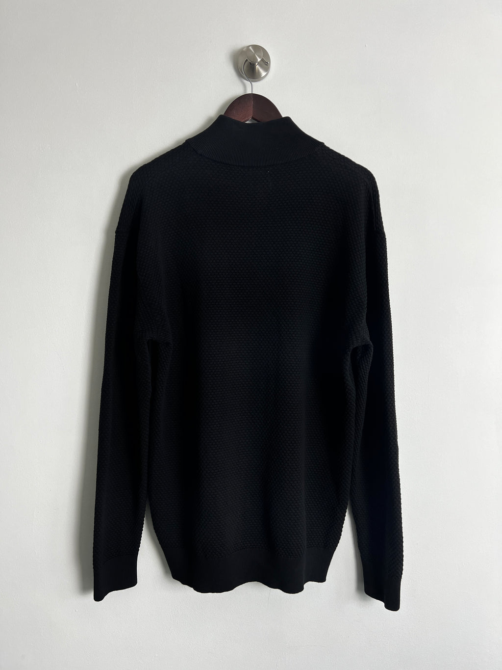 Next Black Textured Quarter Zip