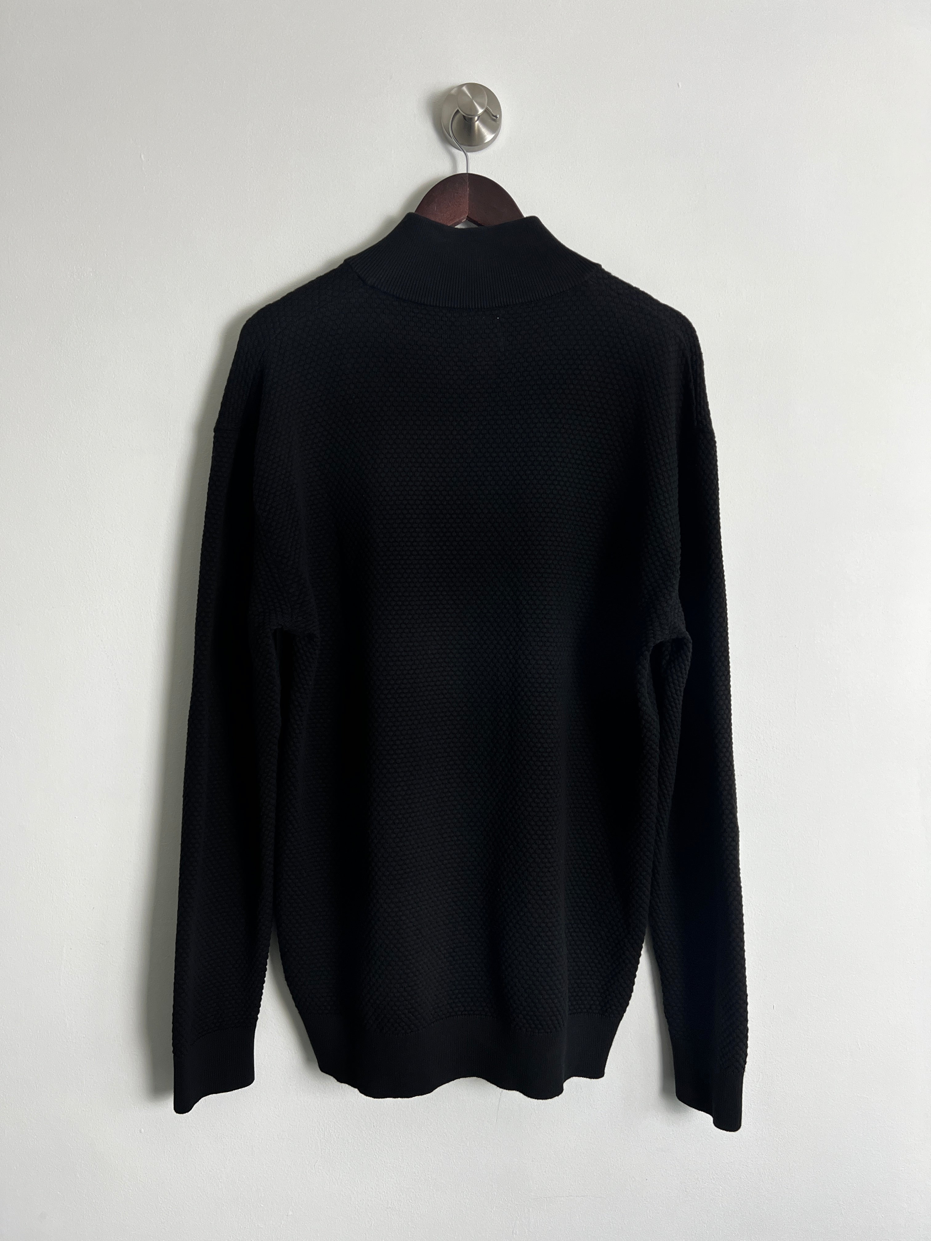 Next Black Textured Quarter Zip