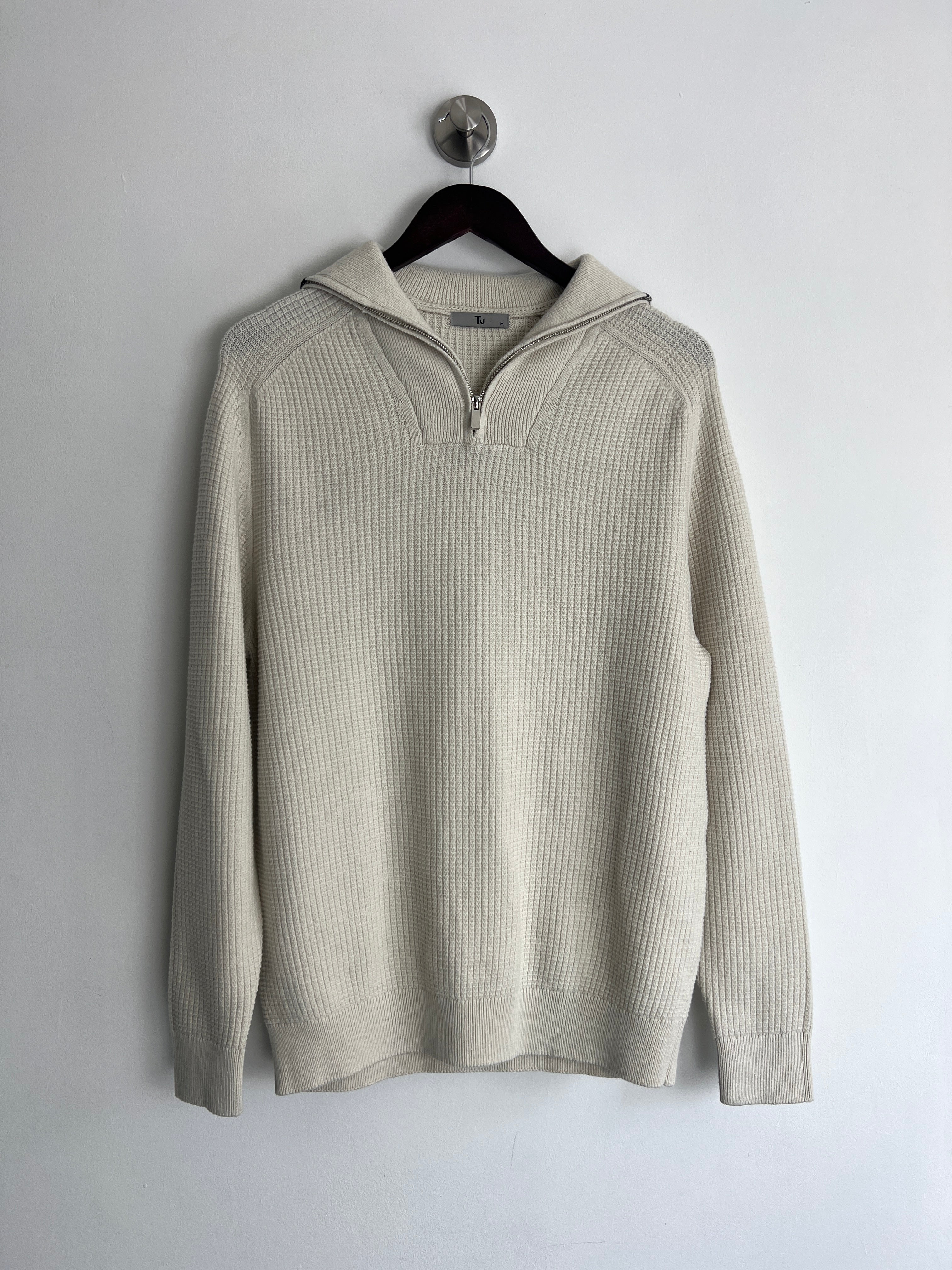 Tu Cream Quarter Zip Jumper