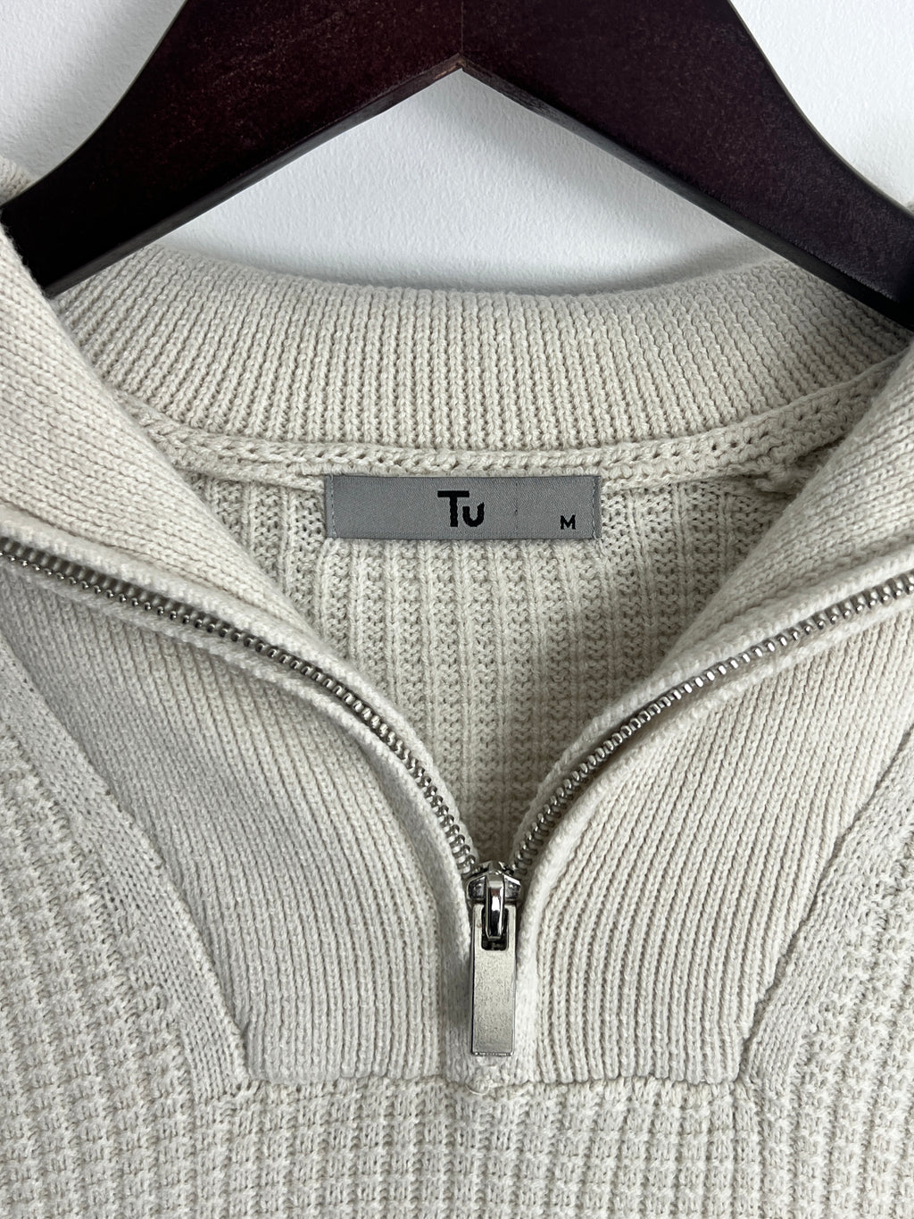 Tu Cream Quarter Zip Jumper