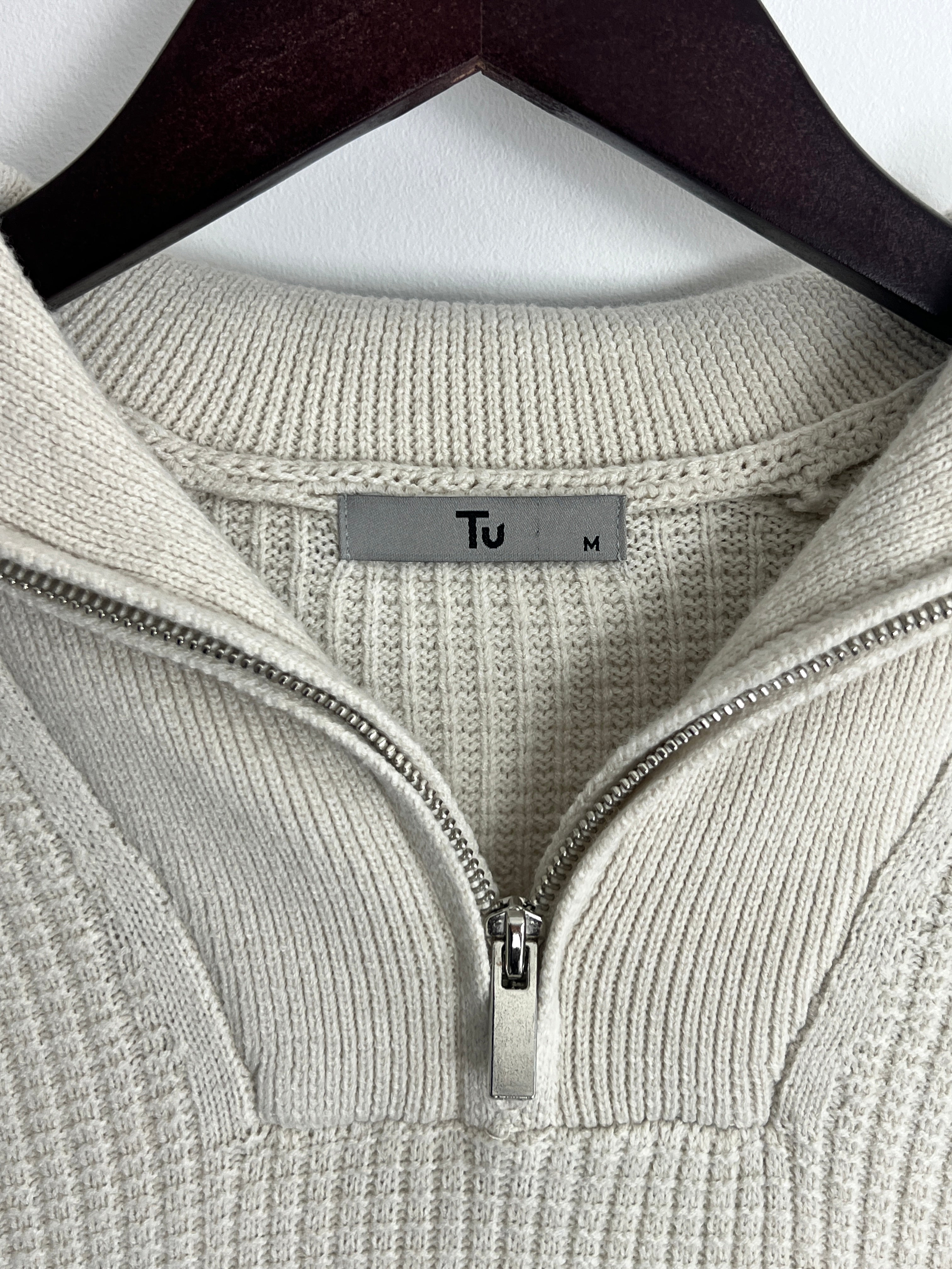 Tu Cream Quarter Zip Jumper