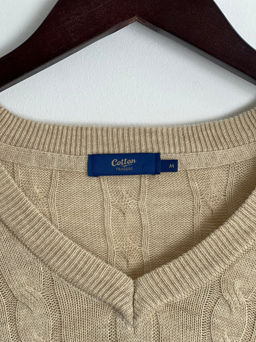 Cotton Traders Beige Cable Knit Jumper