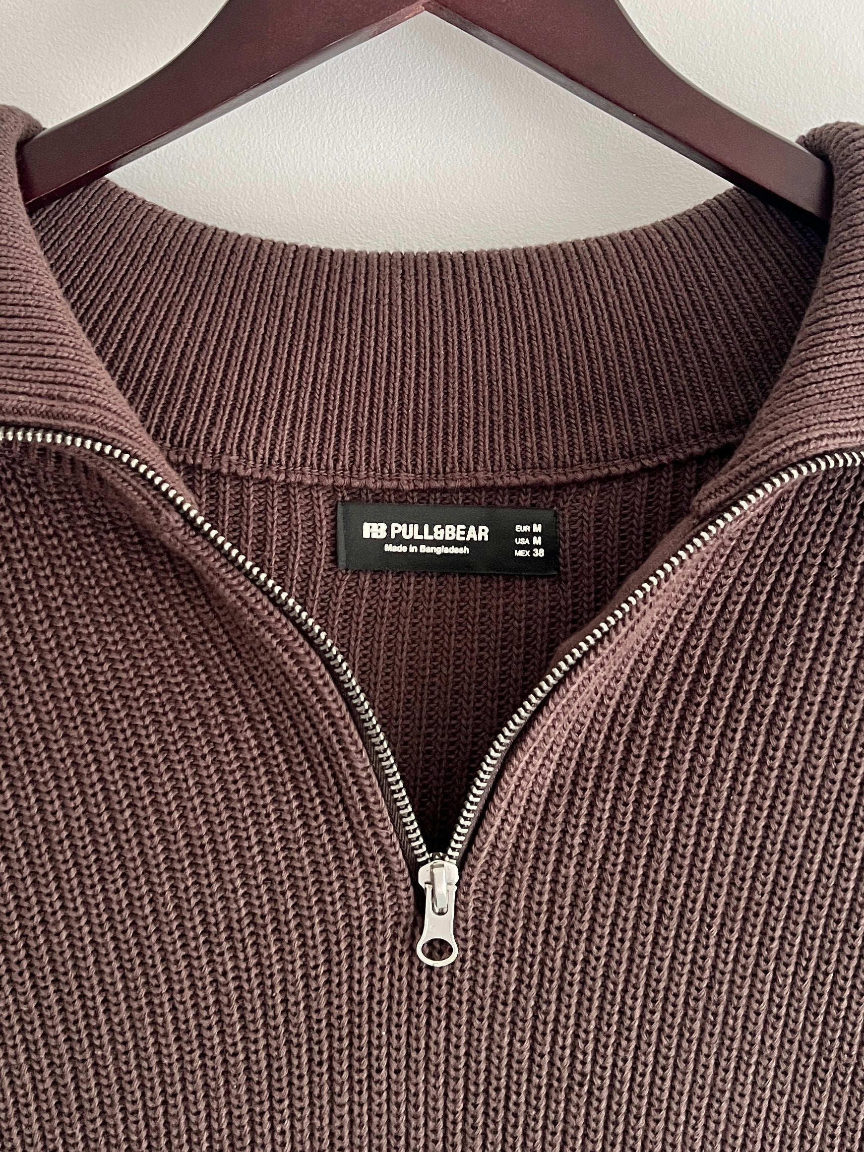 Pull&Bear Brown Quarter Zip Jumper